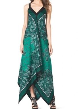 Michael Kors Silk Handkerchief Dress - Green/Black (NWT)